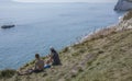 White cliffs and blue waters, Durdle Door. Royalty Free Stock Photo