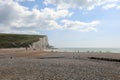 White cliffs by Cuckmere Haven in Sussex, England, UK, on the English Channel coast between the towns of Eastbourne and Seaford. Royalty Free Stock Photo