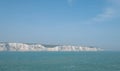 The white cliffs of Dover, UK, photographed on a clear spring day: chalk cliffs on the Kent coast near the Port of Dover. Royalty Free Stock Photo
