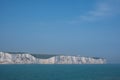 The white cliffs of Dover, UK, photographed on a clear spring day: chalk cliffs on the Kent coast near the Port of Dover. Royalty Free Stock Photo