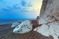 White cliffs on the Jurassic Coast of Dorset at sunset