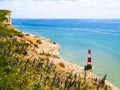 White cliffs and lighthouse Beachy Head