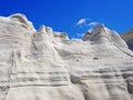 The white cliffs near Sarakiniko Beach in Milos in the Cyclades Islands of Greece