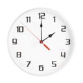 White clock isolated on white background. 2 p.m. or 2 a.m. Royalty Free Stock Photo