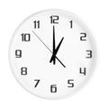 White clock showing one o`clock isolated on white background Royalty Free Stock Photo