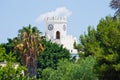 White clock tower in Kos town, Greece Royalty Free Stock Photo