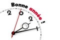 White clock with words Happy New Year in French version 2021 Royalty Free Stock Photo