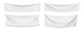 White cloth flags and banners on a white background. Royalty Free Stock Photo