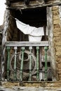 White clothes hanging balcony