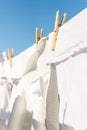 White clothes hung out to dry in the bright warm sun Royalty Free Stock Photo