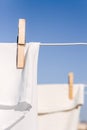 White clothes hung out to dry in the bright warm sun Royalty Free Stock Photo