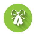 White Clothes moth icon isolated with long shadow. Green circle button. Vector Royalty Free Stock Photo