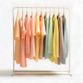 White Clothes Rack Displaying Various Colored Shirts in a Modern Minimal Retail Interior Royalty Free Stock Photo