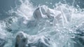 White clothing submerged in water with dynamic splashes