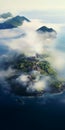 Mesoamerican-inspired Island On Cliff: A Stunning Aerial Photography Royalty Free Stock Photo