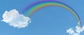 White cloud and blue sky and  rainbow background with copy space Royalty Free Stock Photo