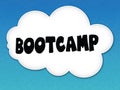 White cloud with BOOTCAMP message on blue sky background. Royalty Free Stock Photo