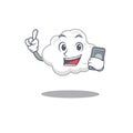 White cloud cartoon character speaking on phone Royalty Free Stock Photo