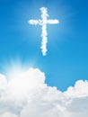 White cloud Christian cross and blue sky Royalty Free Stock Photo