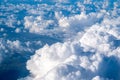 white cloud clusters seen from above from an airplane Royalty Free Stock Photo