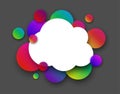 White cloud with colour circles on grey. Royalty Free Stock Photo