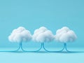 White cloud connected to a network cable, cloud computing concept background, rendered in 3D. Royalty Free Stock Photo