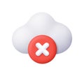 White cloud with delete symbol on red circle button. Technology, cloud computing, cloud storage, cloud error Royalty Free Stock Photo