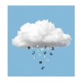 White Cloud with Falling Letters on a Light Blue Sky Royalty Free Stock Photo