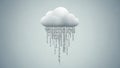 White cloud with binary code rain against light blue background for digital storage or cloud computing concepts Royalty Free Stock Photo