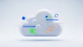 White Cloud Icon with Abstract Networked Shapes and Geometric Elements computing storage Royalty Free Stock Photo