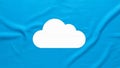 White cloud icon centered on a bright blue fabric background Royalty Free Stock Photo