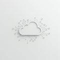 White cloud icon with circuit-like lines extending outward, resembling electronic Royalty Free Stock Photo