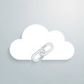 White cloud icon design with a paper-cut effect, featuring an interlocking chain link Royalty Free Stock Photo