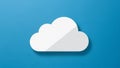 White cloud icon in flat design against a solid blue background Royalty Free Stock Photo