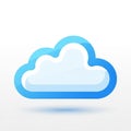 And white cloud icon with a layered design on a plain white backgroun Royalty Free Stock Photo