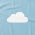 White cloud icon on a light blue background with subtle fabric textures Royalty Free Stock Photo