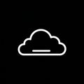 White cloud icon with a long dash beneath it against a solid black background. The Royalty Free Stock Photo