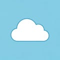White cloud icon outlined in blue on a light blue background Royalty Free Stock Photo