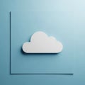 A white cloud icon positioned in the center of a light blue square Royalty Free Stock Photo