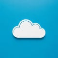White cloud icon with a simple outline on a solid blue background Royalty Free Stock Photo