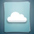 Cloud icon is superimposed on stacked teal papers, creating a Royalty Free Stock Photo