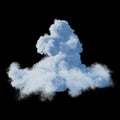 White cloud isolated on black background. 3D render. Royalty Free Stock Photo