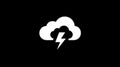 White cloud with a lightning bolt symbol on black background, weather icon Royalty Free Stock Photo