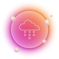 White Cloud with rain icon isolated on white background. Rain cloud precipitation with rain drops. Orange and pink Royalty Free Stock Photo