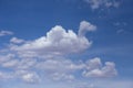 White cloud in the shape of a duck floating in blue sky