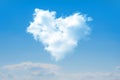 White cloud in the shape of a heart in the blue sky. Natural shape heart in the sky with clouds. Heart shaped cloud over blue sky Royalty Free Stock Photo