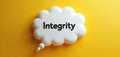 White cloud shape with word integrity. Concept of honesty and trust in communication. Abstract idea for business ethics and Royalty Free Stock Photo
