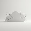 A white cloud-shaped model with multiple black nodes and lines interconnected on its Royalty Free Stock Photo
