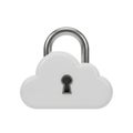 A cloud shaped padlock with a silver shackle and keyhole Royalty Free Stock Photo