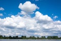 White clouds on the blue sky above the river Danube in Zemun, Serbia Royalty Free Stock Photo